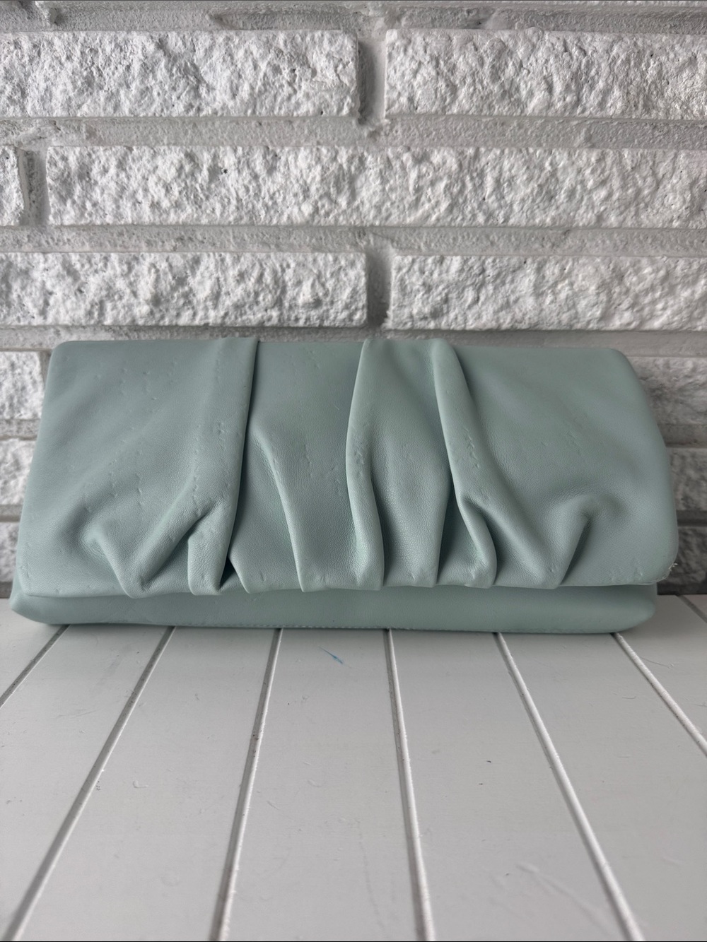 Express Light Aqua /Mint Ruched Clutch
